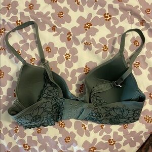Aerie Lace Detail Bra in Dark Green